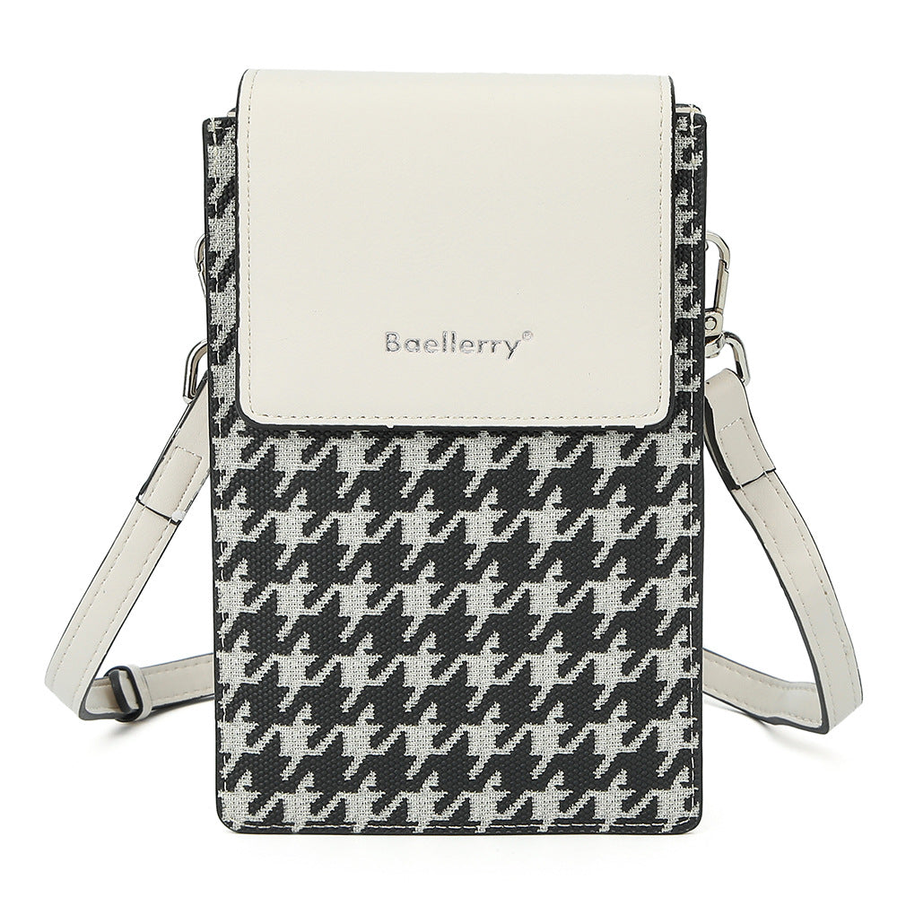 Baellerry summer new model back multi-card mobile phone bag female vertical magnetic buckle shoulder bag thousand bird grid wallet female
