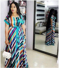 supply   colorful striped belt * floral chest african plus size women's dress