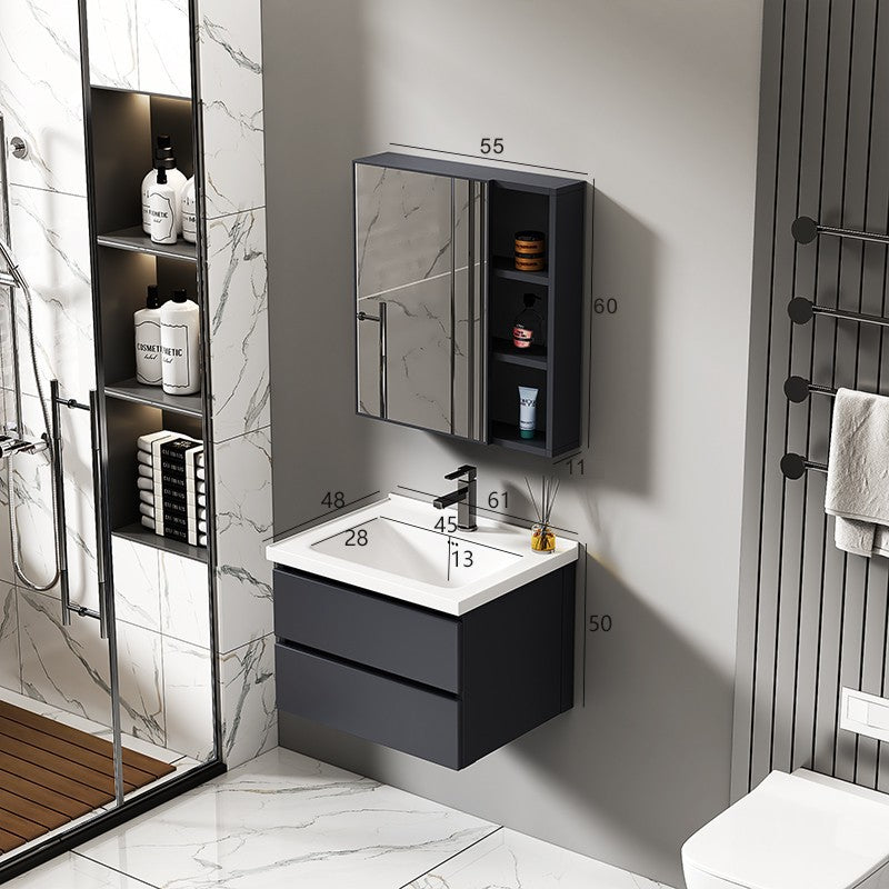 Hotel-style honeycomb aluminum bathroom vanity set with integrated ceramic basin, smart waterproof and moisture-proof washbasin for bathroom use
