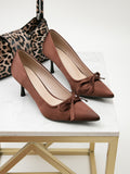 Spring/summer new arrivals: stiletto heel pointed-toe pumps - chic black with bow detail, sexy, elegant, and refined