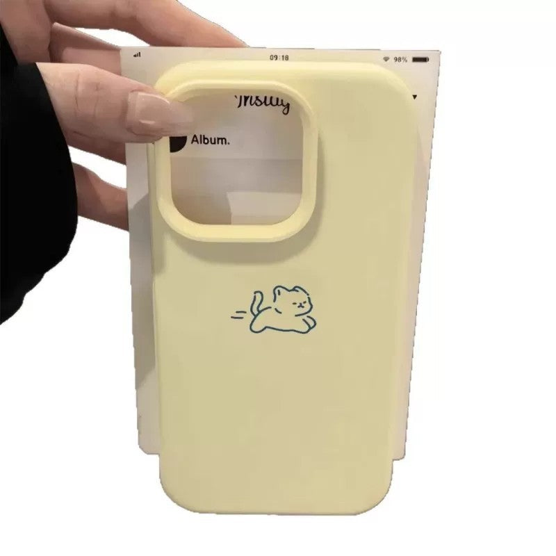 Cute simple drawing kitten suitable for iphone17promax korean style gentle style apple 16 mobile phone protective case