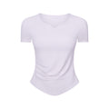 Spr ribbed trim fashion v-neck activewear short sleeve women's fitness running slim fit yoga top ds386