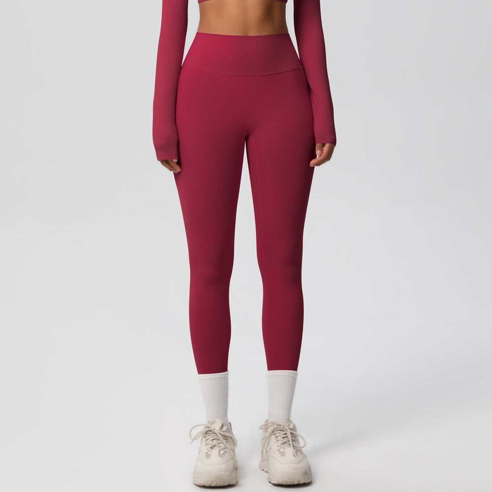 European and american high-waisted brushed nylon yoga pants - cloud-like outdoor activewear leggings - quick-dry, breathable running and fitness tights