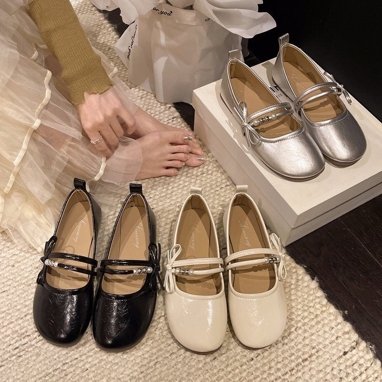 french chic flats: women's  autumn new arrivals - mary janes, flat, soft style, solid color