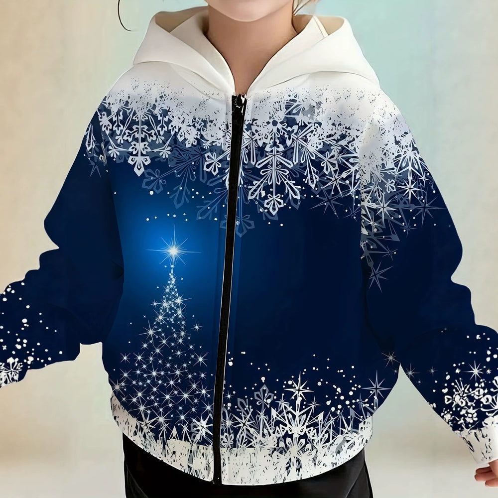 Kids' hoodie jacket, cross-border hot seller: cute cartoon print fashion zip-up hoodie for girls, dropshipping available