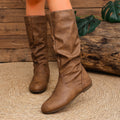 hot-selling cross-border long boots for independent e-commerce stores: loose-fit, flat-heel, retro western-style, plus-size equestrian boots - wholesale