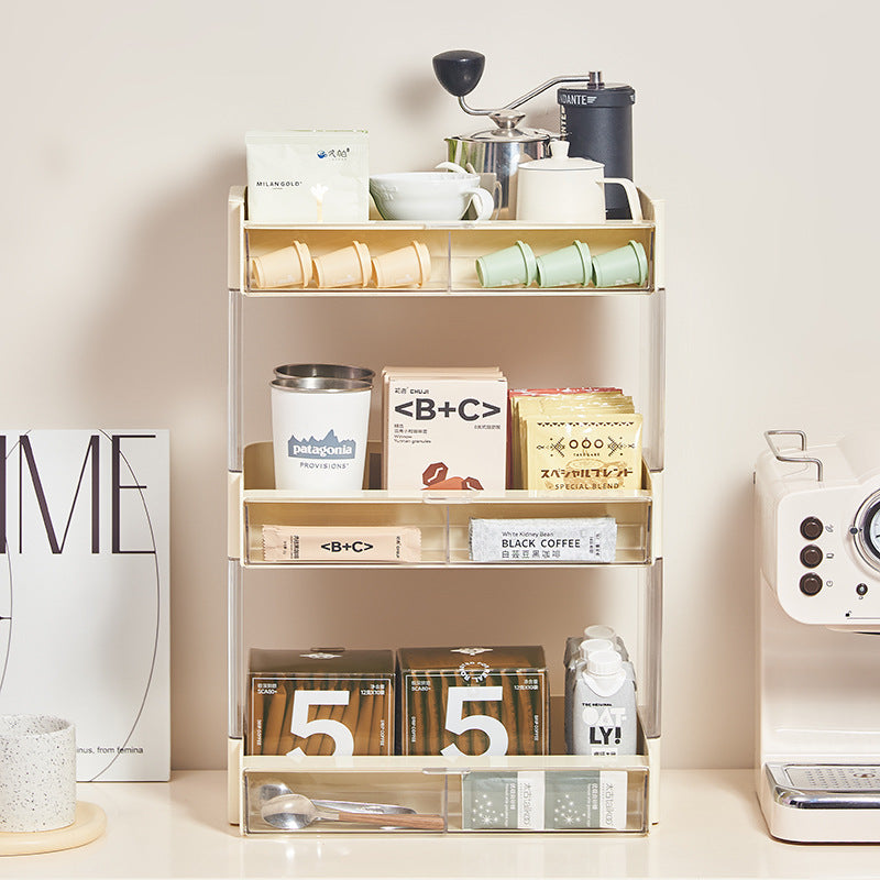 Multi-layer cup holder Multifunctional desktop storage box Coffee tea bag storage Water bar storage rack Kitchen rack