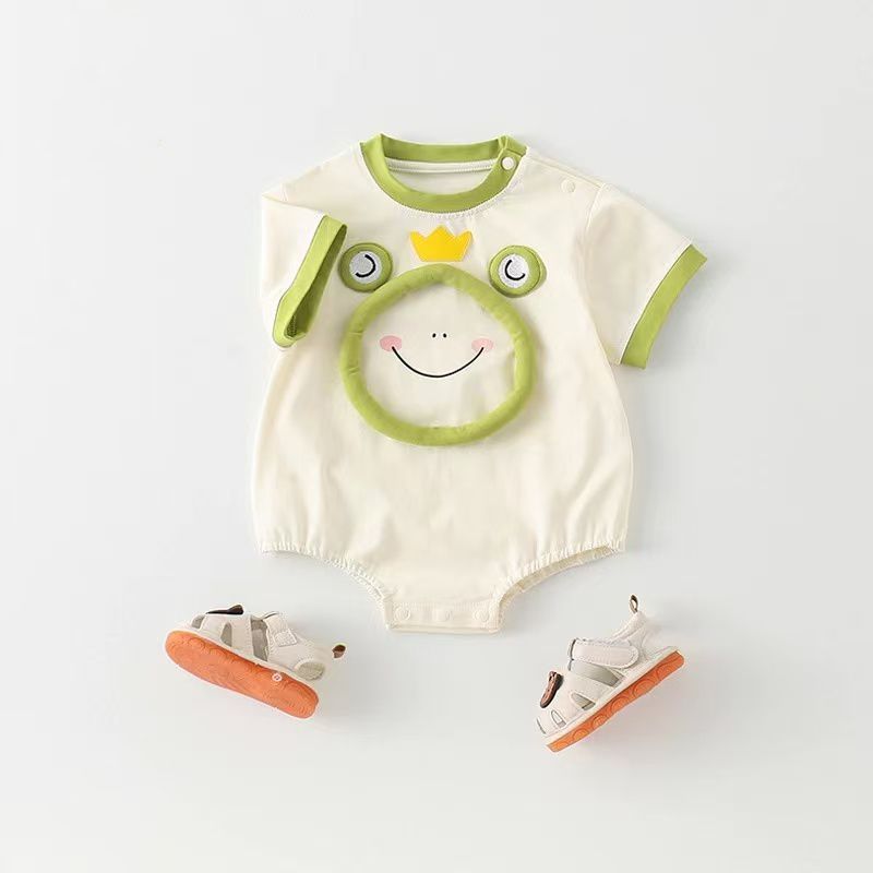 Summer outwear short sleeve haha super cute baby summer clothes one-piece baby boy thin clothes climbing suit one-piece