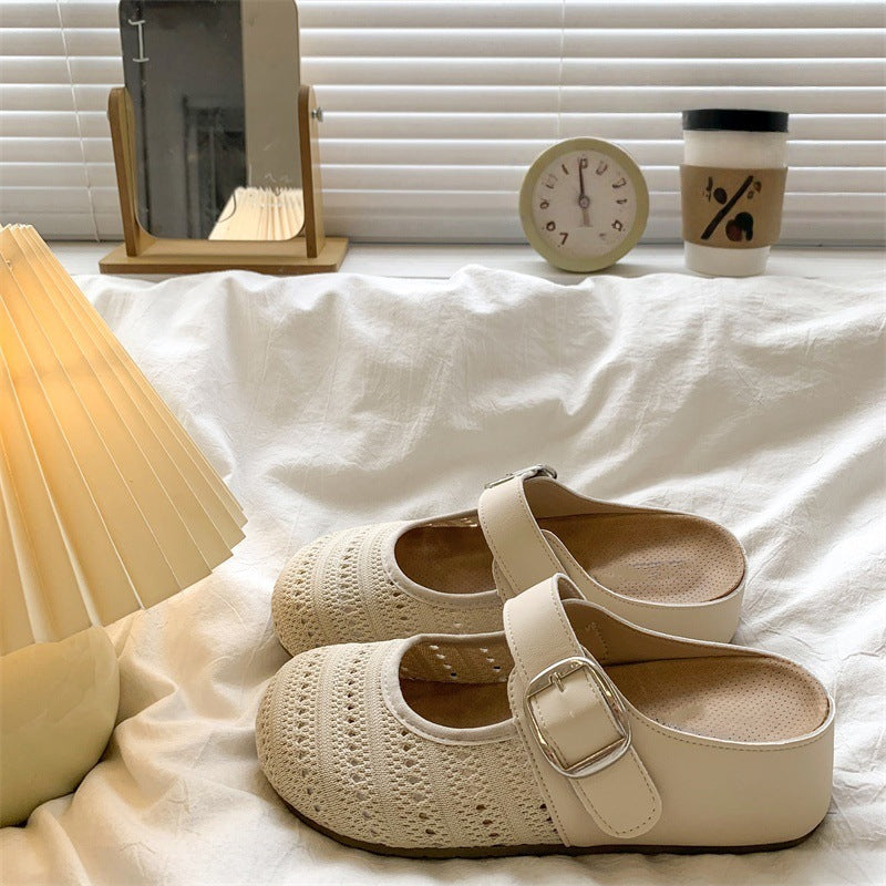 Thick sole hidden heel toe half slippers women's outwear 2026new arrivalsummercut out sandals slip-on birkenstock sandals