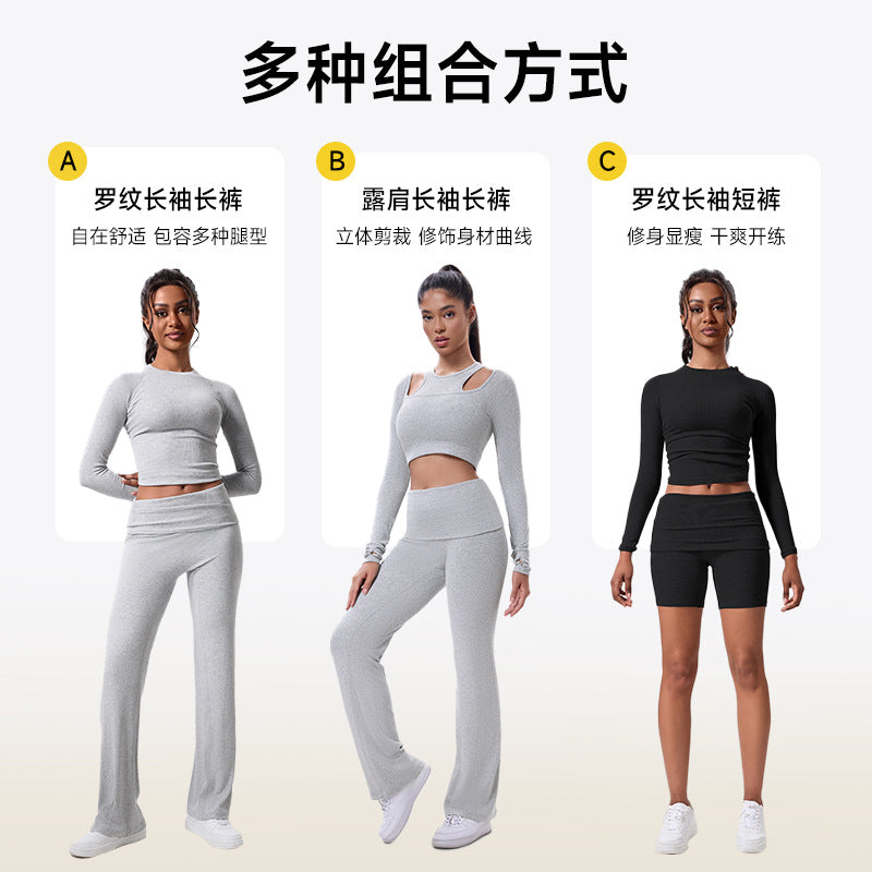 autumn style easiest for daily running and fitness wear women's sports pilates sports t-shirt high waist hip lifting yoga wear