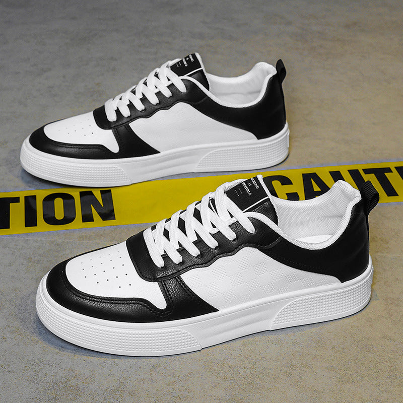 Men's winter breathable leather white sneakers - trendy, versatile, athletic & casual low-top skate shoes for men