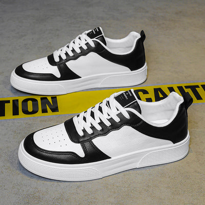 Men's winter breathable leather white sneakers - trendy, versatile, athletic & casual low-top skate shoes for men