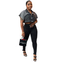 European and american style women's cropped denim jacket -  cross-border fashion casual washed color block denim jacket