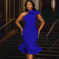 fashionelegance half turtleneck rufflesdress off-shoulder ruffles hem banquet evening dressdresses