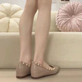 2024new arrival spring and summer studded flats shoes shallow patent leather willow soft bottom boat shoes flats shoes women's pointed toe flats women