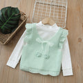 Spring/summer new girls' tank top with handmade floral bow, sweet knitted vest, girls' spring/summer outfit set