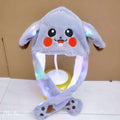 Trendy cartoon beanie with plush moving ears - glow-in-the-dark, wholesale available, large size, perfect for night markets, kids & adults