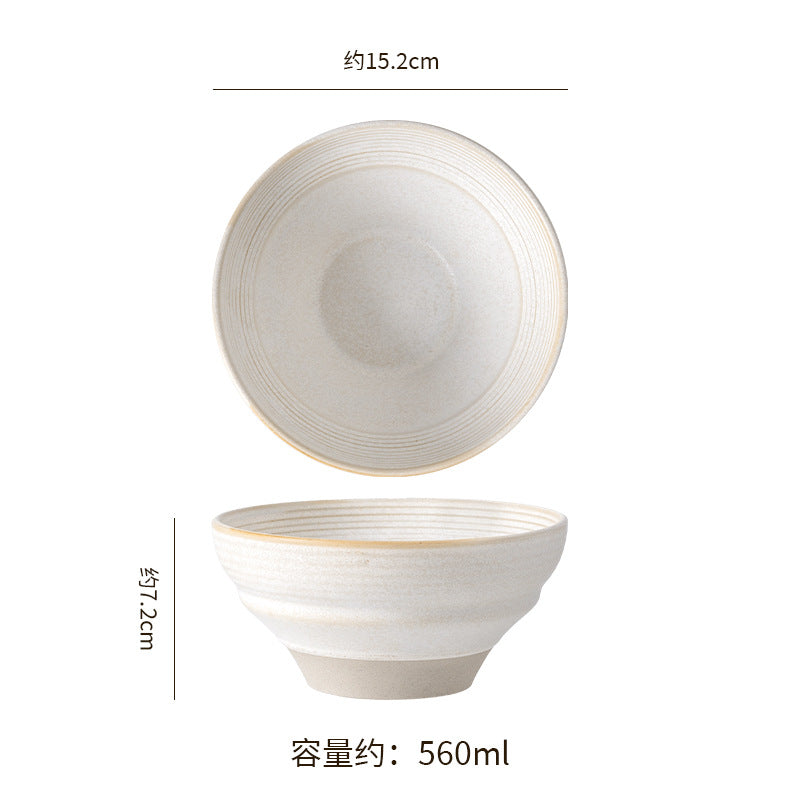 Japanese-style stoneware rice bowl ceramic soup bowl unique creative tableware household dinner bowl retro dessert & salad bowl