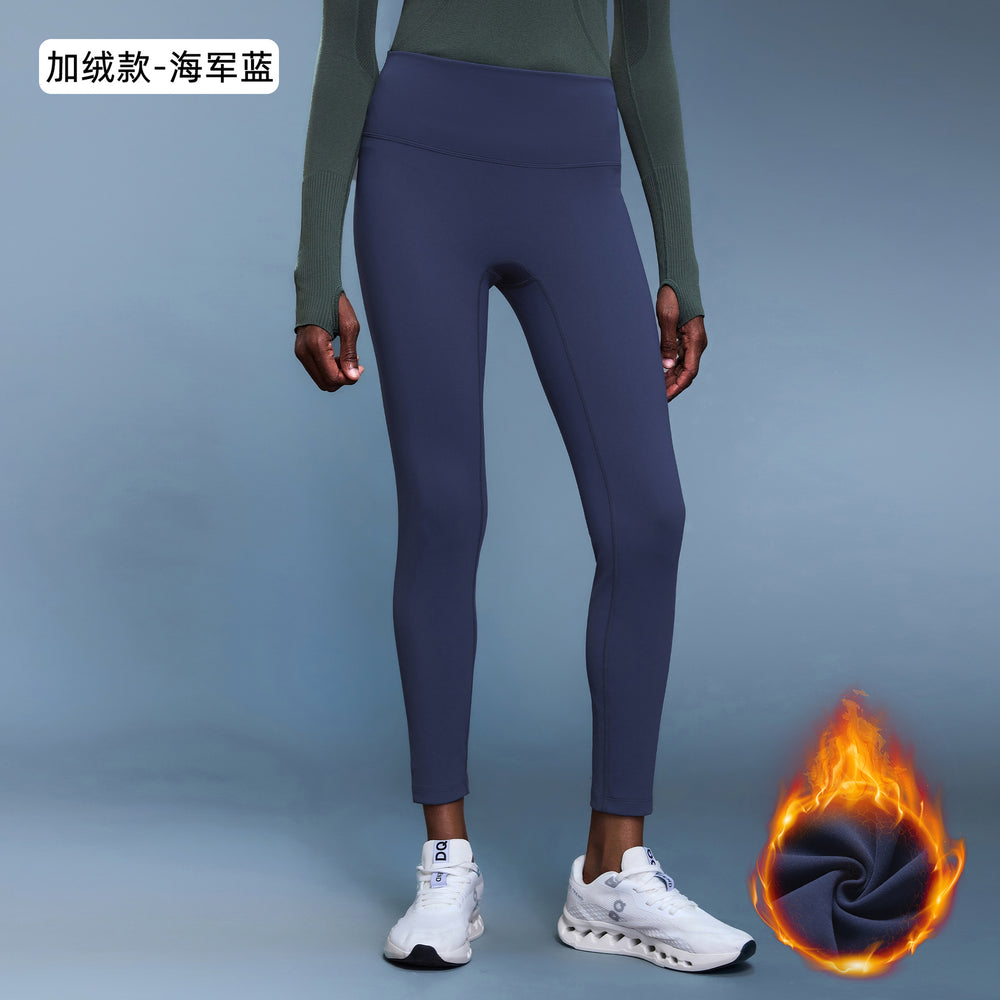 Women's fall/winter outdoor cycling fitness pants - fleece lined, warm, tight-fitting, ankle-length, high-waisted, butt-lifting yoga pants d19108-3