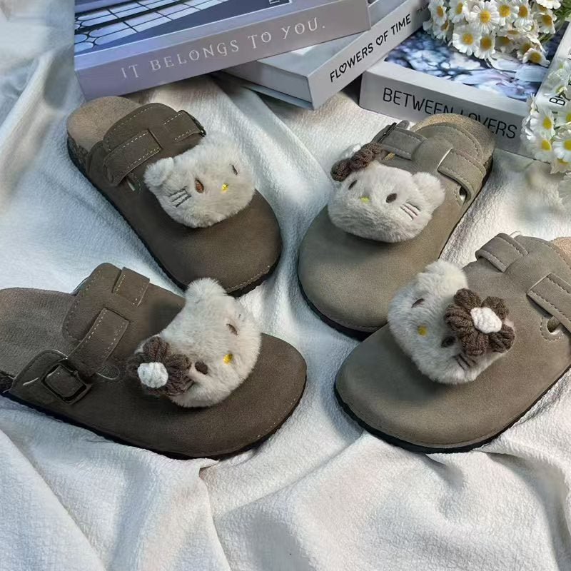 Family birkenstock outwear2025 spring autumcute cartoon big childrenkids birkenstock shoes toe outwear half slippers women