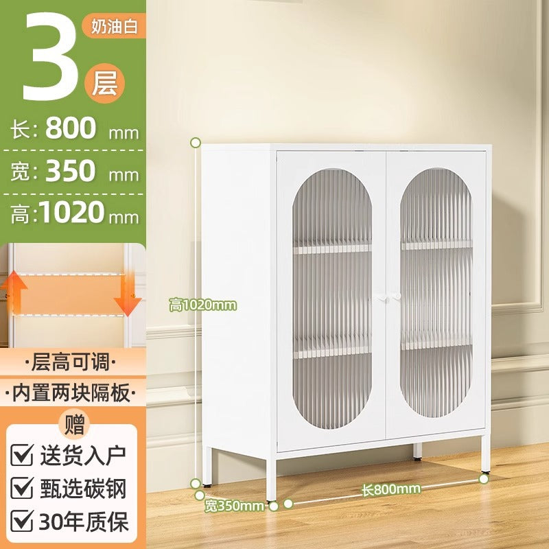 Kitchen and dining room storage cabinet, cream fresh style storage iron cabinet, casual sun panel door, living room tea and sideboard