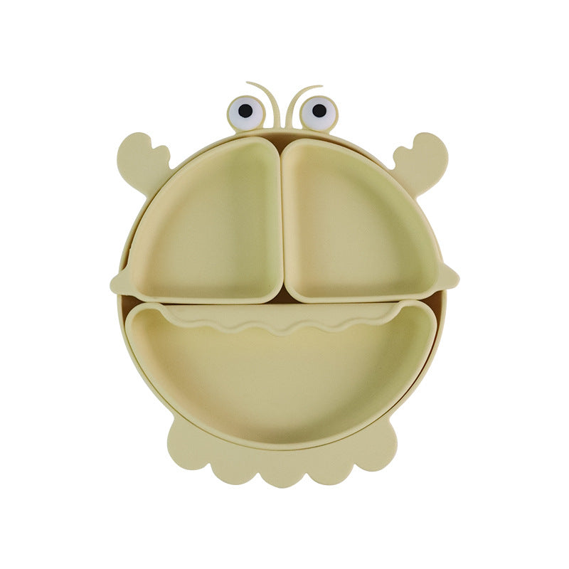 Food grade silicone children's plate baby complementary food bowl cartoon crab grid plate baby independent eating tableware