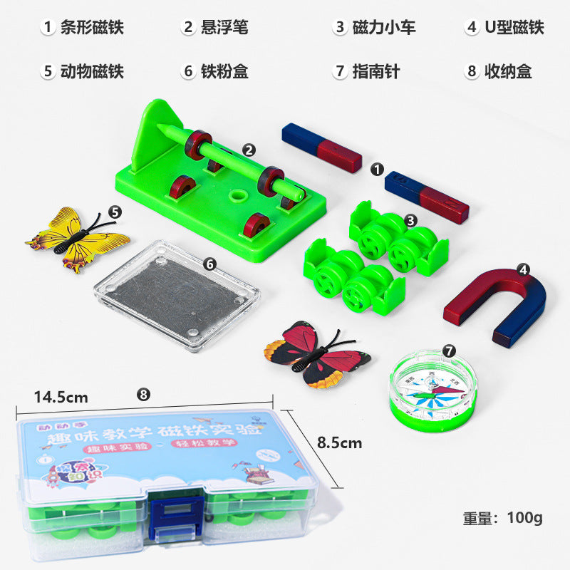 Magnet experiment set, scientific experiment teaching aids DIY magnetic trolley magnetic levitation pen compass