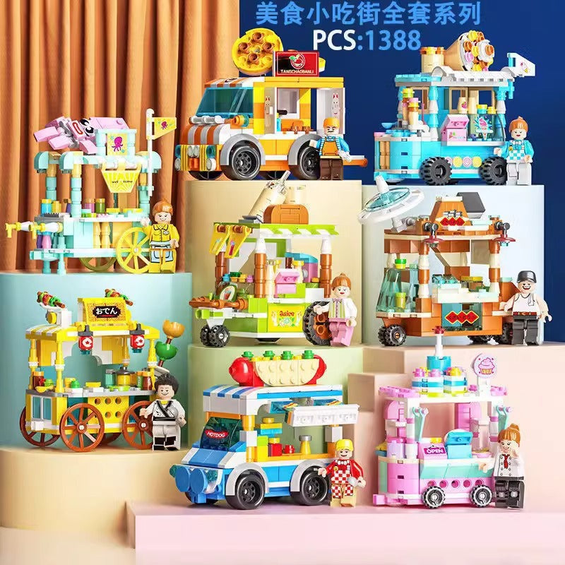 Street view city building blocks mini fast food beverage commercial street compatible with lego boys and girls educational assemble toy gift