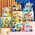 Street view city building blocks mini fast food beverage commercial street compatible with lego boys and girls educational assemble toy gift