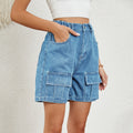 European and american cross-border e-commerce:  summer new arrivals,  independent store, washed elastic waistband cargo casual denim shorts