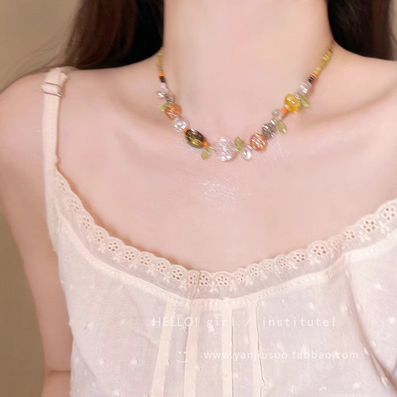 Summer forest atmosphere floral necklace for women 2026 new style accessible luxuryniche style holiday style exquisite clavicle chain accessories