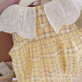 Summer lightweight baby clothes for girls: sweet and stylish plaid triangle romper, sleeveless bodysuit, crawling suit