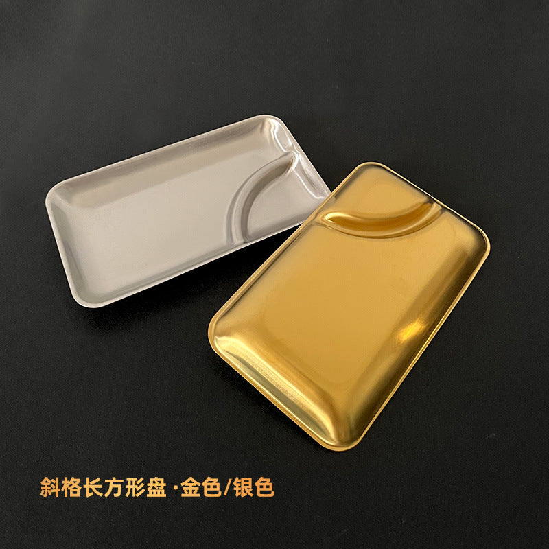Creative stainless steel snack plate - gold divided fries tray - dumpling plate - commercial grade for bars, ktvs, and restaurants