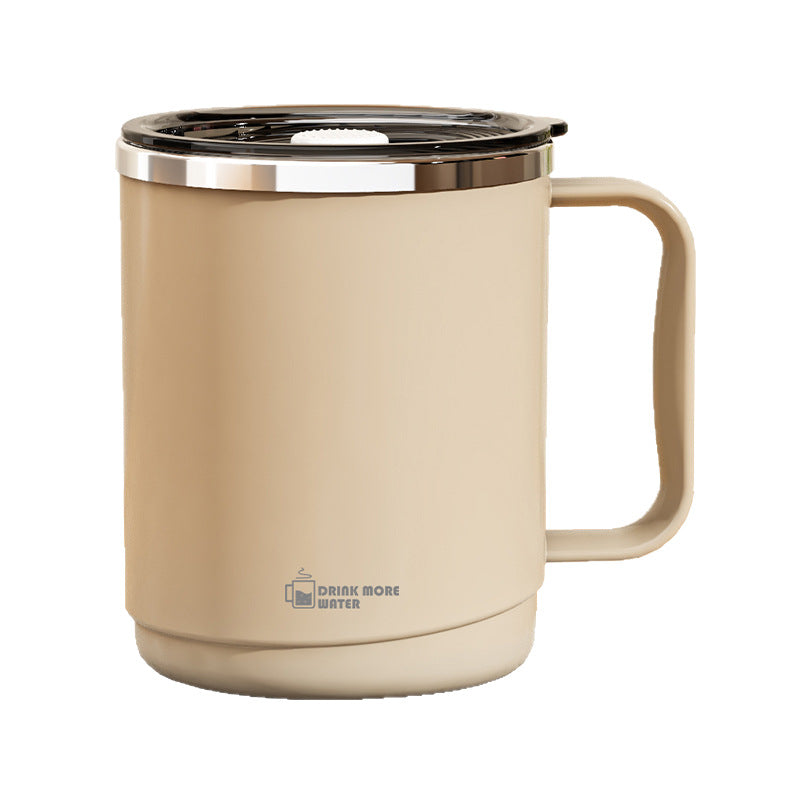 304 stainless steel mug with lid, double-walled, stylish coffee cup for women, office use, and home drinking