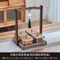[four compartments with lid] lifting plate + amber glass bowl