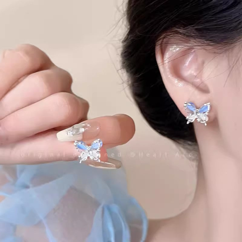 Ins style pearl earrings for women 925 silver needle niche design butterfly earrings accessible luxury high-end earrings earrings earrings