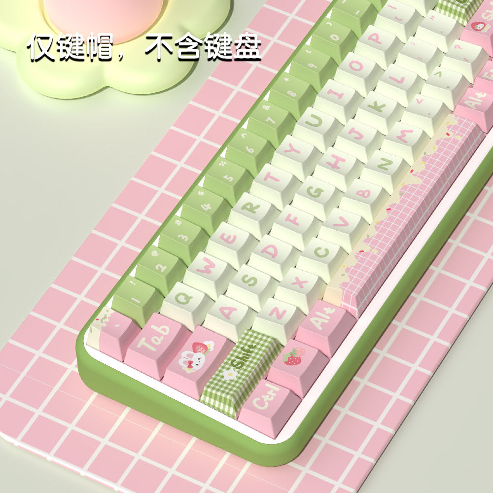 Strawberry milk rabbit, original keycaps, original highly personalized customized pbt thermal sublimation mechanical keyboard cap