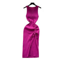 Sleeveless round neck knitting vest dress women's summernew arrival silmslimming lookelegant drawstring slit hip-hugging dress trendy
