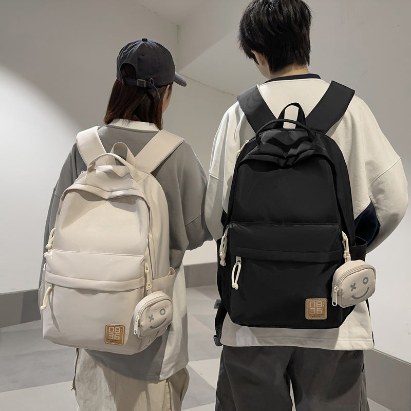 New classic multifunctional backpack - large capacity, waterproof, with hanging pouch - minimalist design for middle school students, class, leisure, and travel