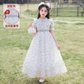 Girls' summer floral maxi dress - new  chiffon beach dress with ruffle hem - in stock