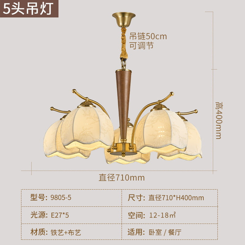 Vintage living room chandelier hall main light French medieval style bedroom dining room light wabi sandy Nanyang style study lamp