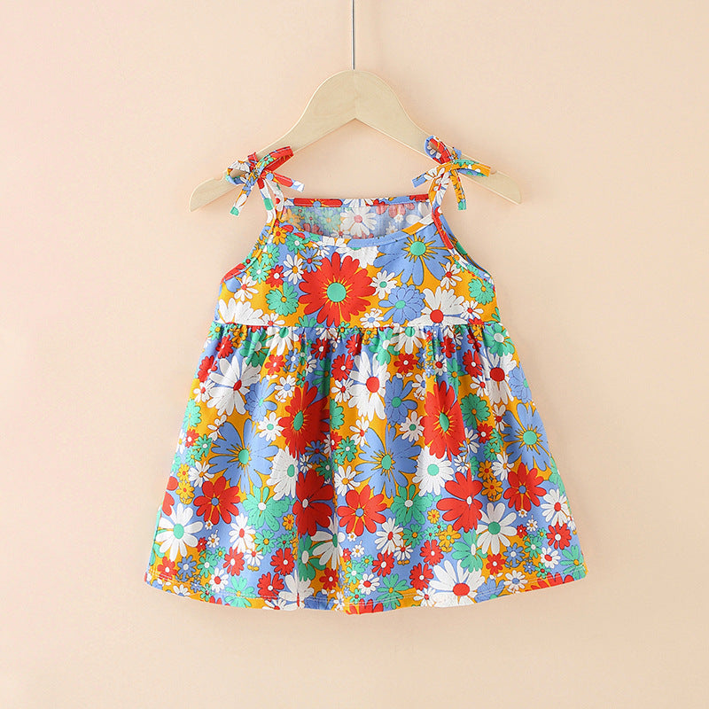 Girls' summer princess dress - cute cotton sundress for toddlers and young girls - korean style spaghetti strap dress (cross-border e-commerce)