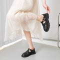 Roman sandals women's 2023 summer flats thick sole british style woven women's shoes toe cap cut out pig cage shoes low heel