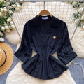 Korean style orange skin-friendly breathable casual fitted shirt - women's summer long sleeve commute style, slimming and figure-flattering top