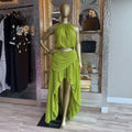 European and american cross-border women's fashion:  summer new arrivals - sexy and elegant halter neck sleeveless top with pleated midi skirt set