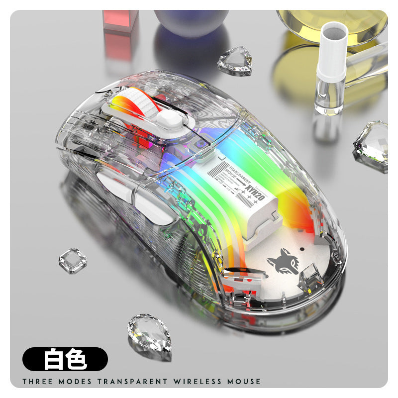Dazzling silver fox xyh20rgb wireless bluetooth tri-mode transparent mechanical mouse - silent gaming mouse for women