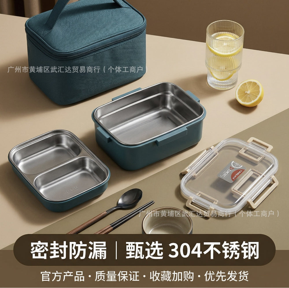 304 stainless steel double-layer insulated lunch box bento box vacuum insulated food container student meal delivery outdoor meal box