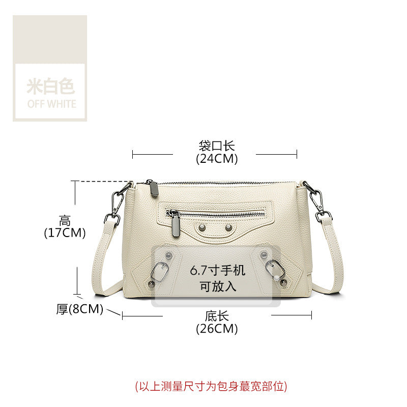 Cross-border popular leather locomotive bag women's 2025 new textured shoulder messenger bag large capacity middle-aged mother bag