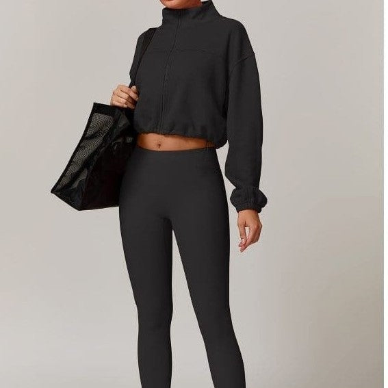 Pre-sale  high-elastic stand-up neck yoga long-sleeved outdoor running sports jacket women's fitness wear yoga top long-sleeved