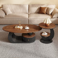 Second-hand style accessible luxury walnut color coffee table living room for home oval coffee table casual modern combination new arrival small coffee table